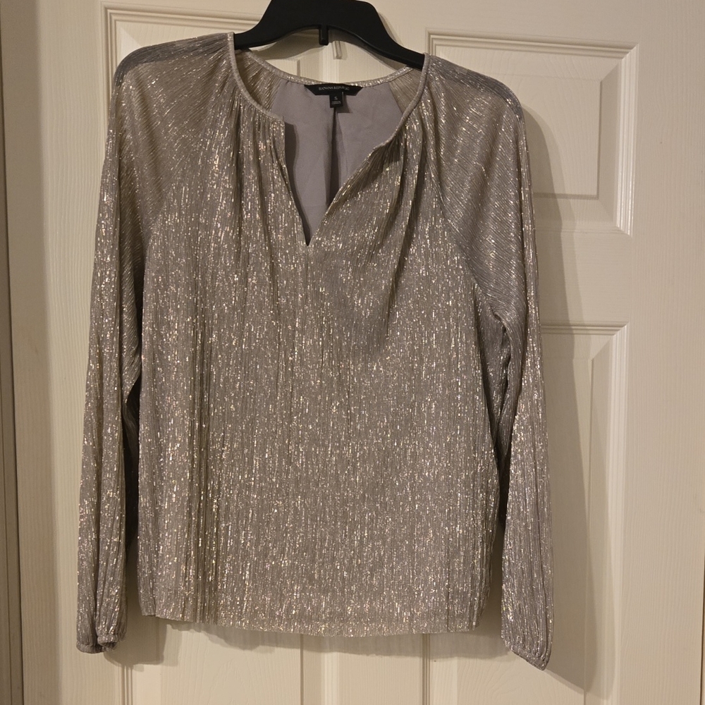 Banana Republic Metallic Silver Blouse